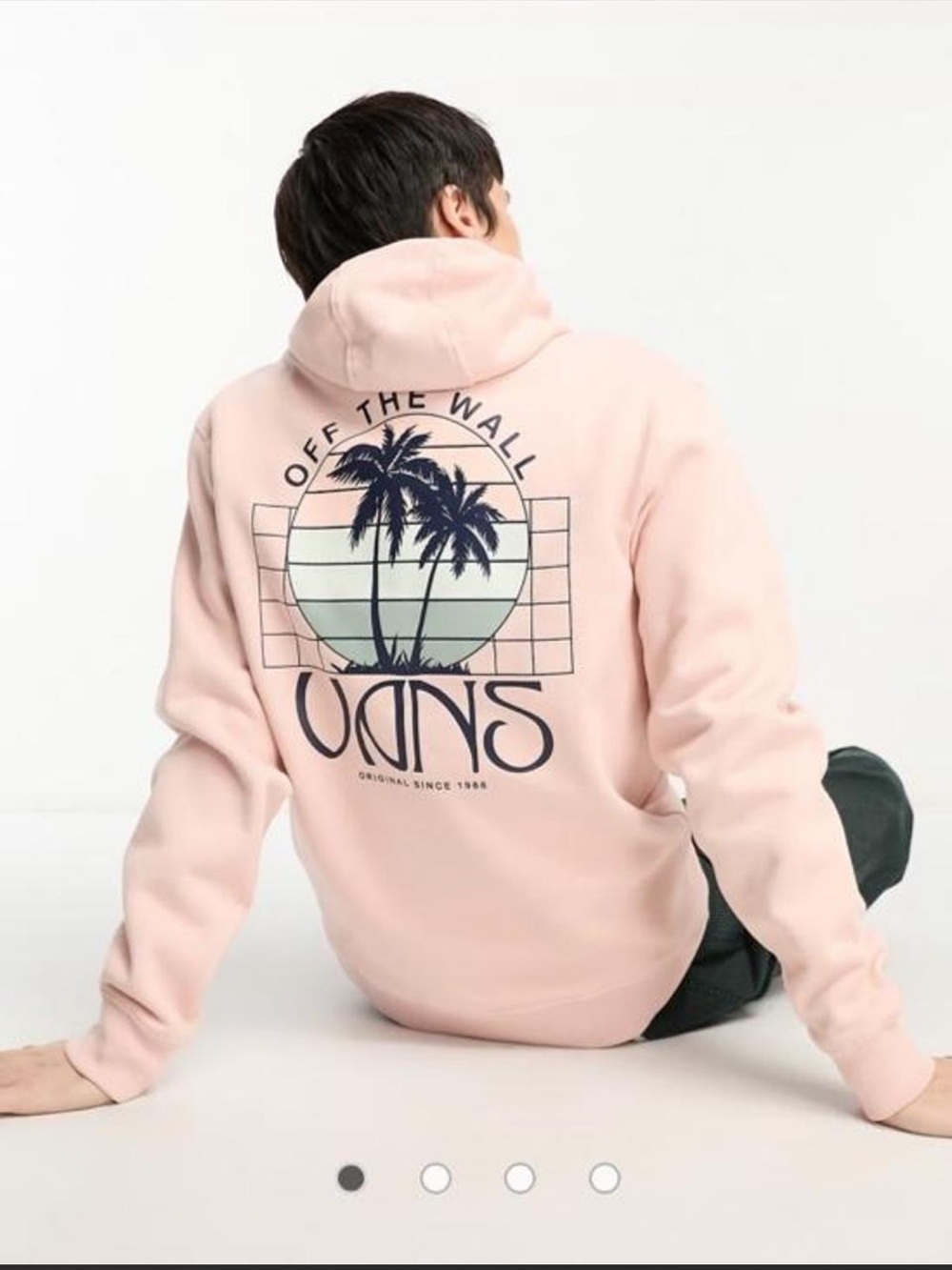Vans Pink Hoodie with Palm Graphic
